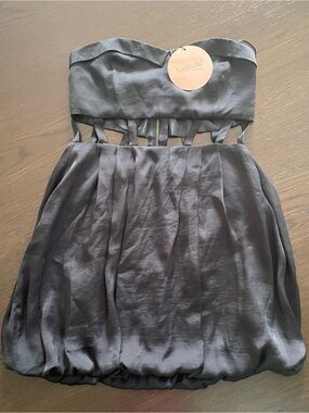 Keepsake Here & Now Black Cutout Bubble Mini Dress 6 Dark Coquette Whimsigoth